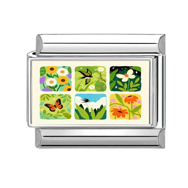 Wholesale Italian Style Plant Floral Stainless Steel DIY Bracelet Accessories - Decorative Charms for Gift Boutique Resale