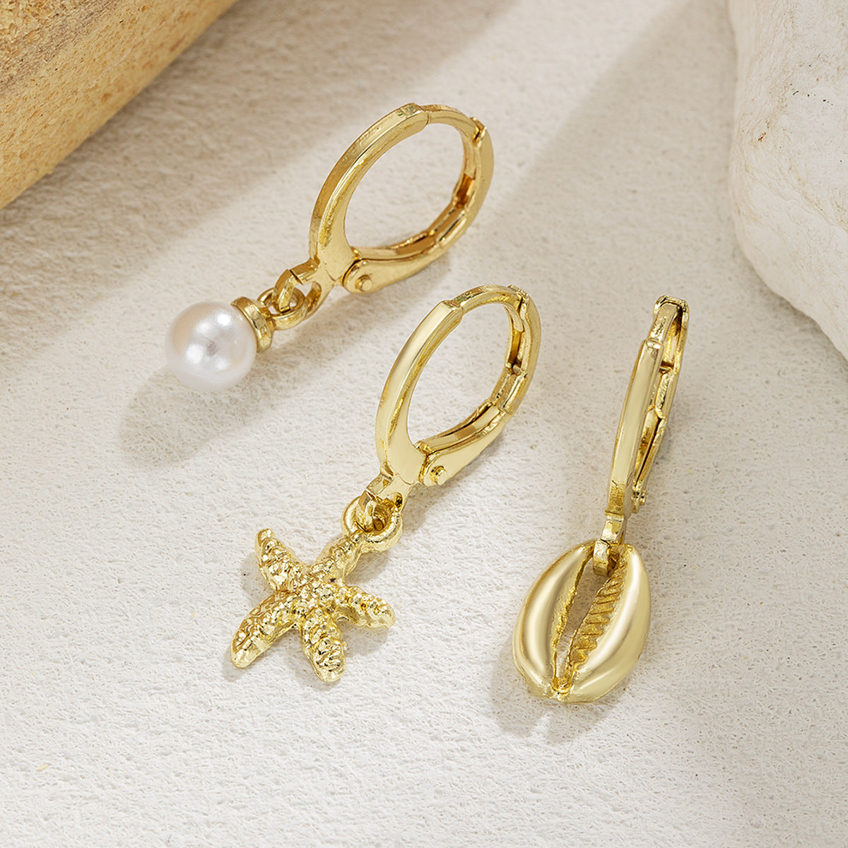 Wholesale  Pearl Ear Buckle Alloy Starfish Earrings
