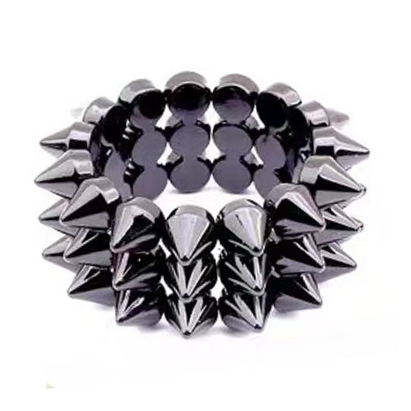 Wholesale Punk Rivet Wide Bracelet Retro Black Resin Jewelry Accessory Boutique Resale Gift