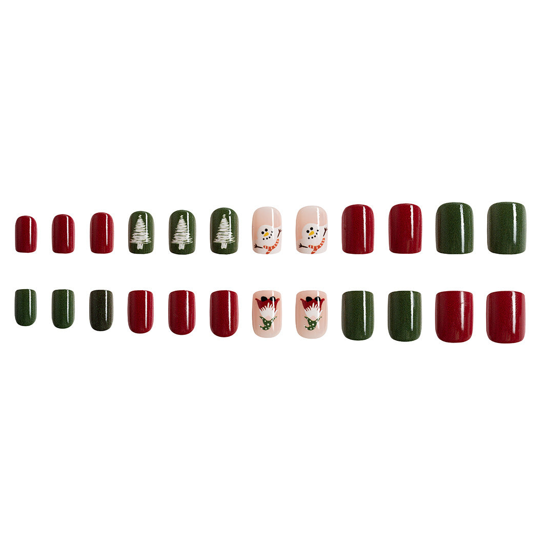 Wholesale 24 Pieces/box Christmas Snowman Santa Manicure Press-on Nails Kits Nail Stickers ACC-NS-GuaiXL025