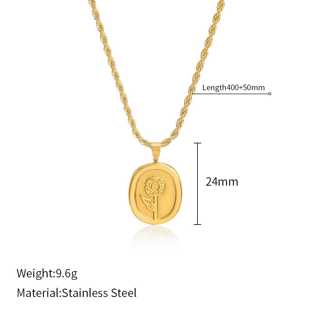 Wholesale  retro necklace titanium steel l gold-plated plain chain pendant necklace