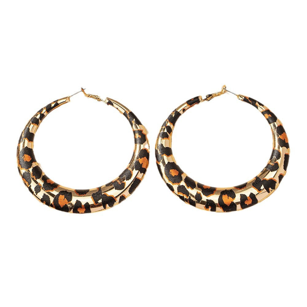 Wholesale alloy leopard print hoop earrings