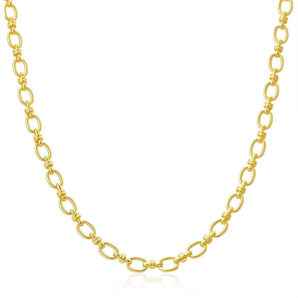 Wholesale 18k Gold Plated Oval Chain Cuban Link Necklace Fashion Jewelry for Women Everyday Wear