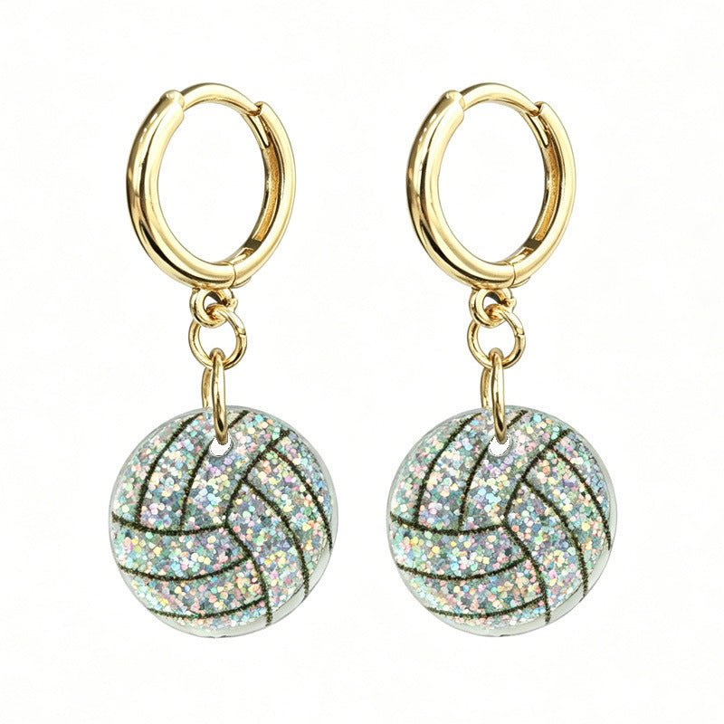 Wholesale Cute Football Earrings Shiny Acrylic Pendant Jewelry Fashion Accessory Gift For Boutique Resale