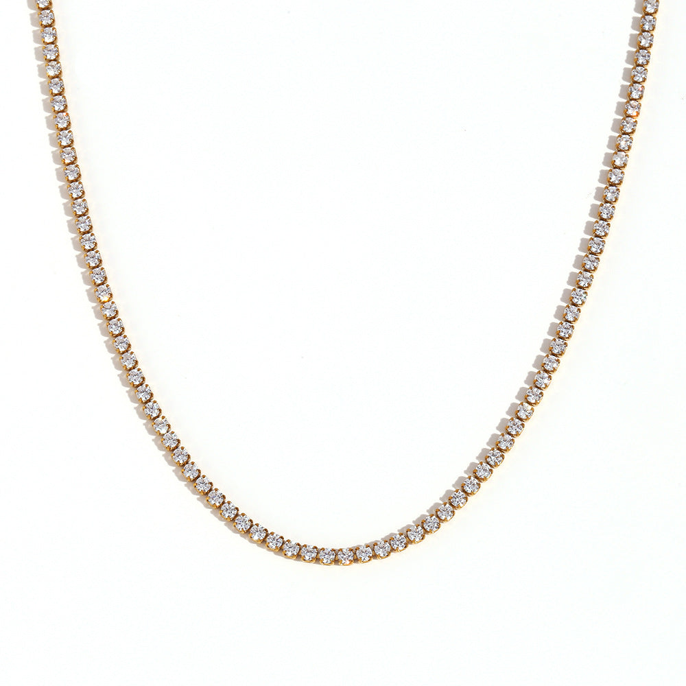 Wholesale Stainless Steel 2mm Zircon 40cm Chain Necklace ACC-NE-Mengj006