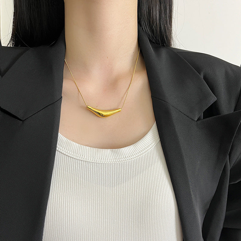 Wholesale non-fading irregular curve titanium steel necklace