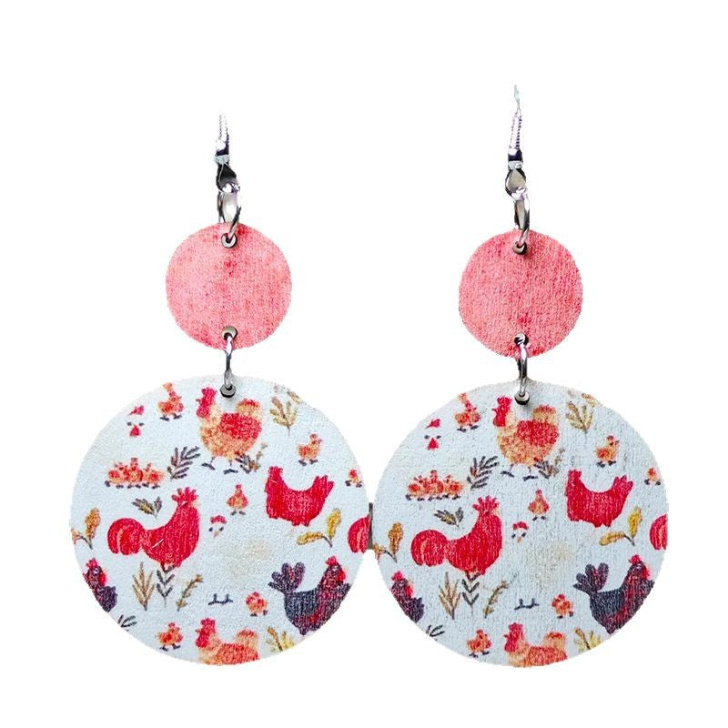 Wholesale Cute Chicken High Heels Polka Dot Double-Sided Stitching Earrings