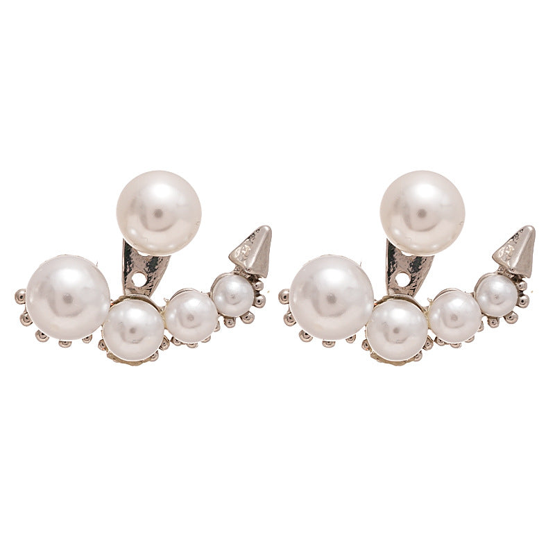 Wholesale pearl geometric silver pin earrings