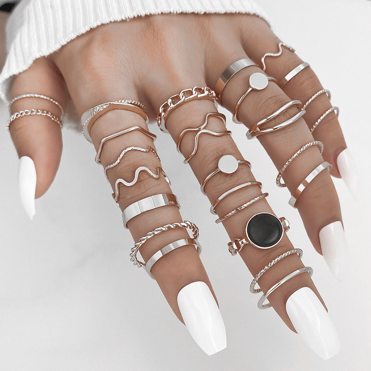 Wholesale  30pcs/set color gem ring literary retro butterfly snake ring