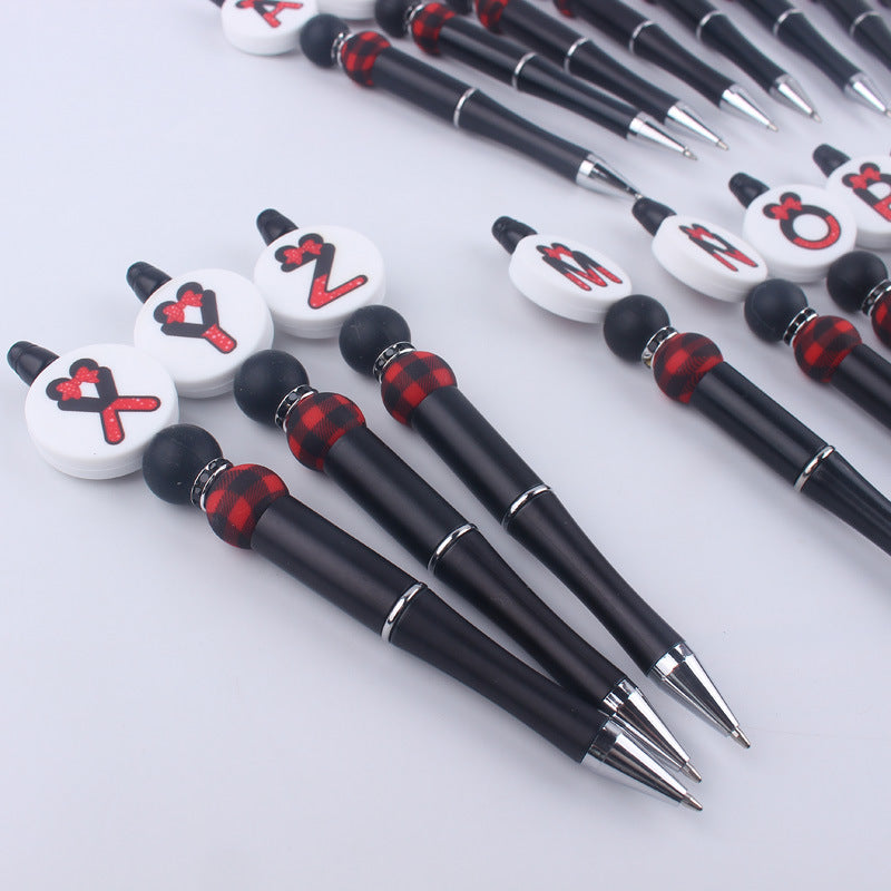 Wholesale  handmade beaded pen DIY creative silicone teether English letter  ballpoint pen