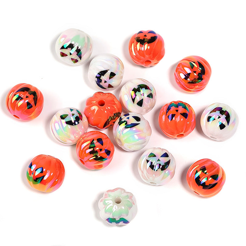 Wholesale 100pcs Halloween Demon Pumpkin Beads UV Color Plated Acrylic Beads DIY Accessories ACC-BDS-BLG058