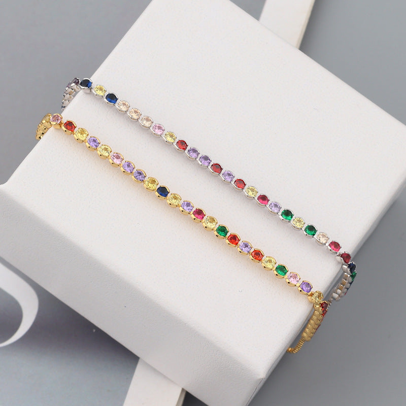 Wholesale Colored Zircon Bracelet Retro Style Women's Bracelet Vintage ACC-BT-Ruib002