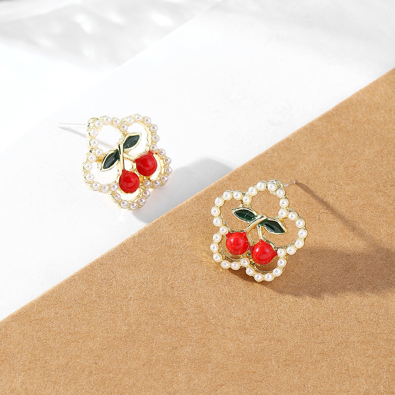 Wholesale Silver Needle Cute Fruit Earrings