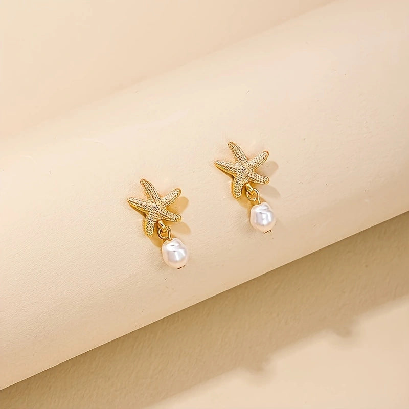 Wholesale  Creative  Pearl Starfish Earrings