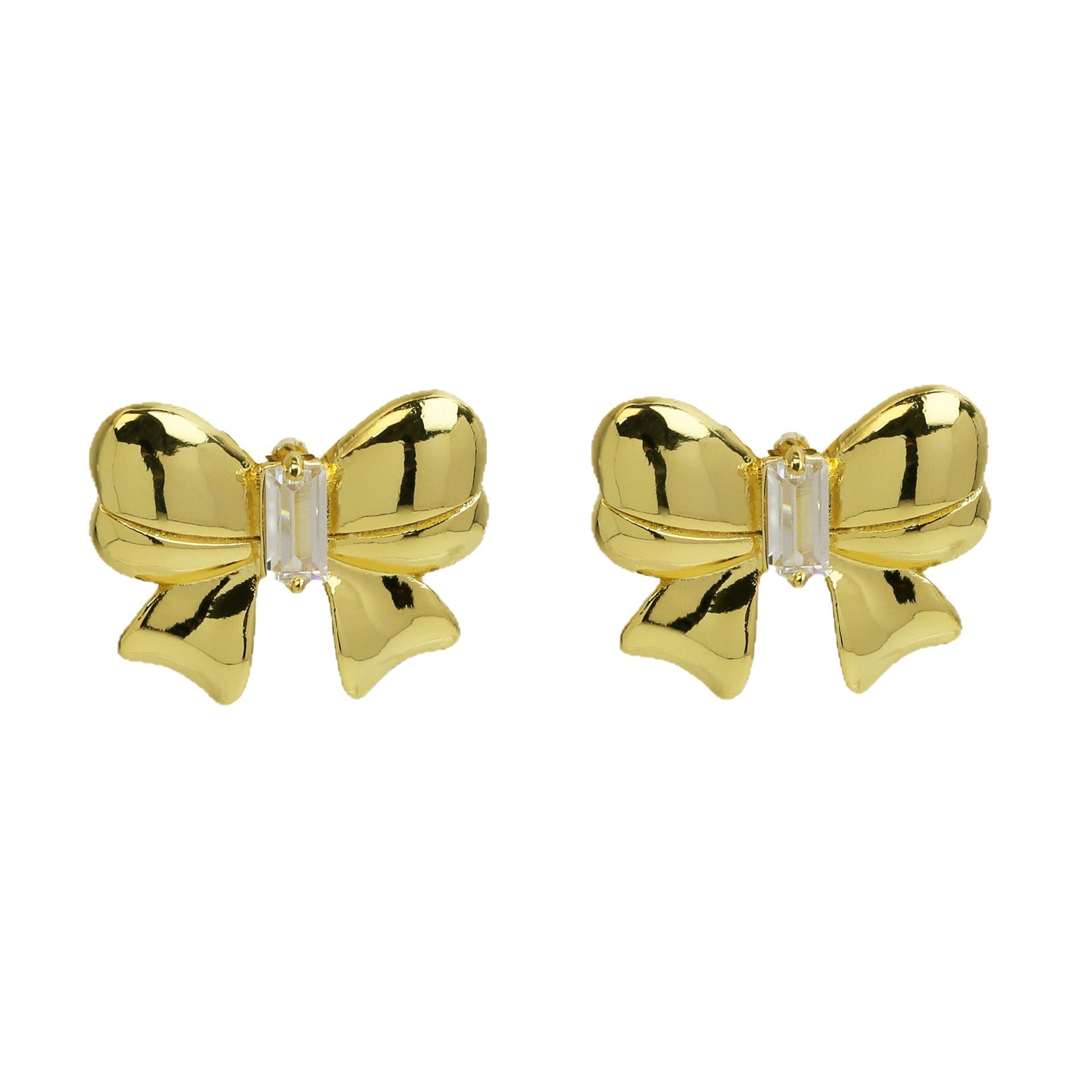 Wholesale 18k brass zircon bow cheongsam earrings