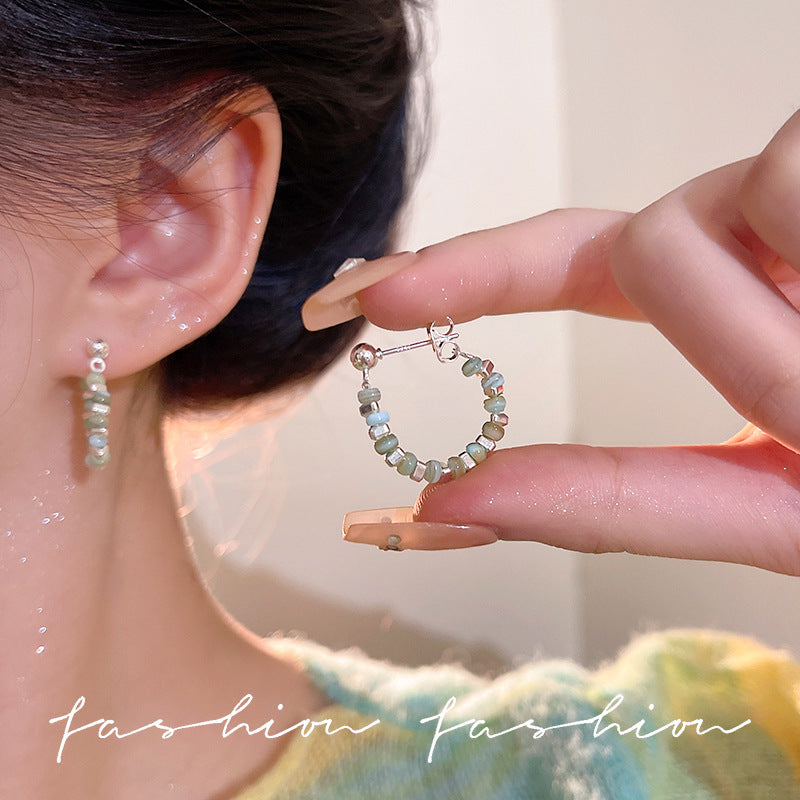 Wholesale  Colorful Broken Silver Beaded Earrings