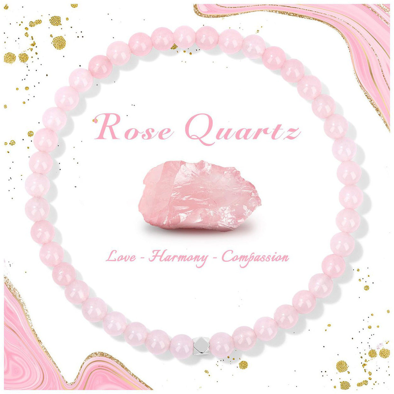 Wholesale Natural Crystal  Stainless Steel Beaded Stretch Rope Bracelet