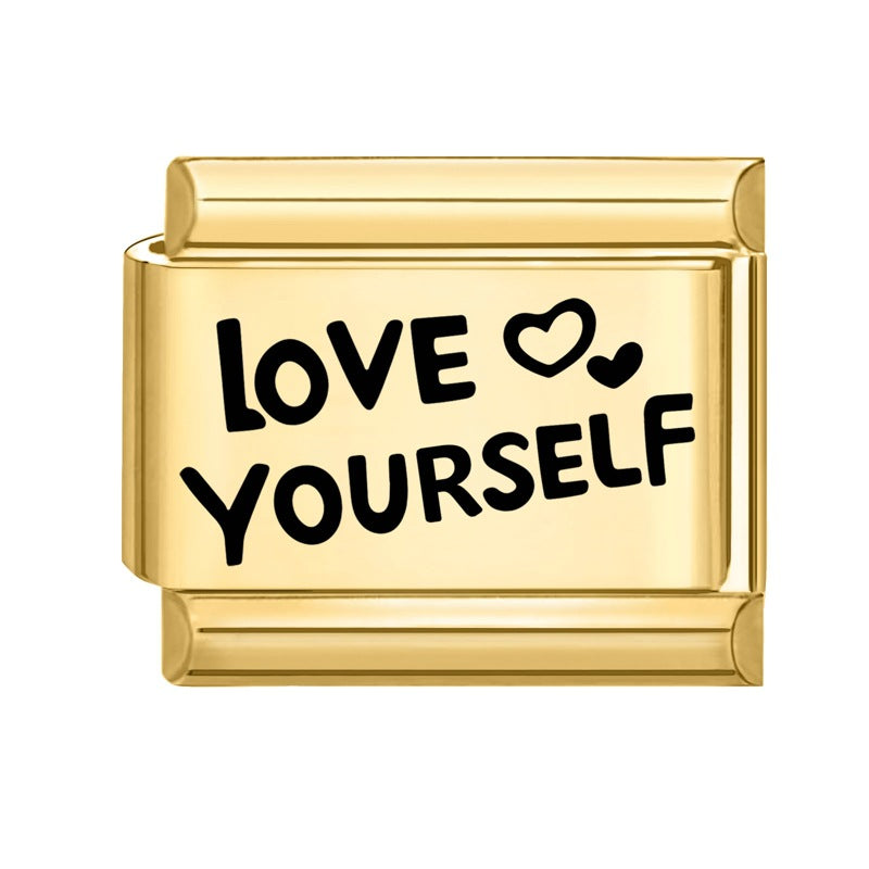 Wholesale Number &  Letter Italian Charms DIY square Single Section Creative Stainless Steel Composable Bracelet