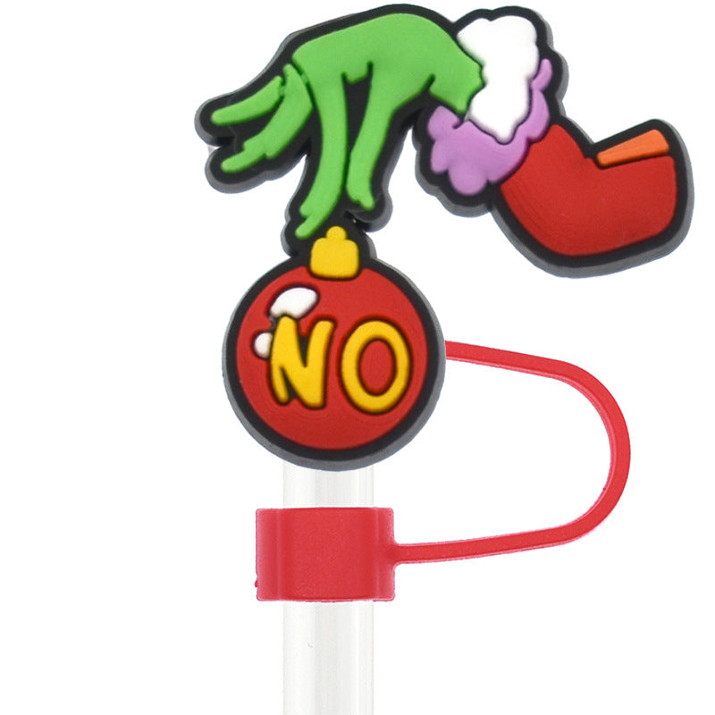 Wholesale 10pcs Christmas Series 10mm Straw Cover Straw Tube Cap