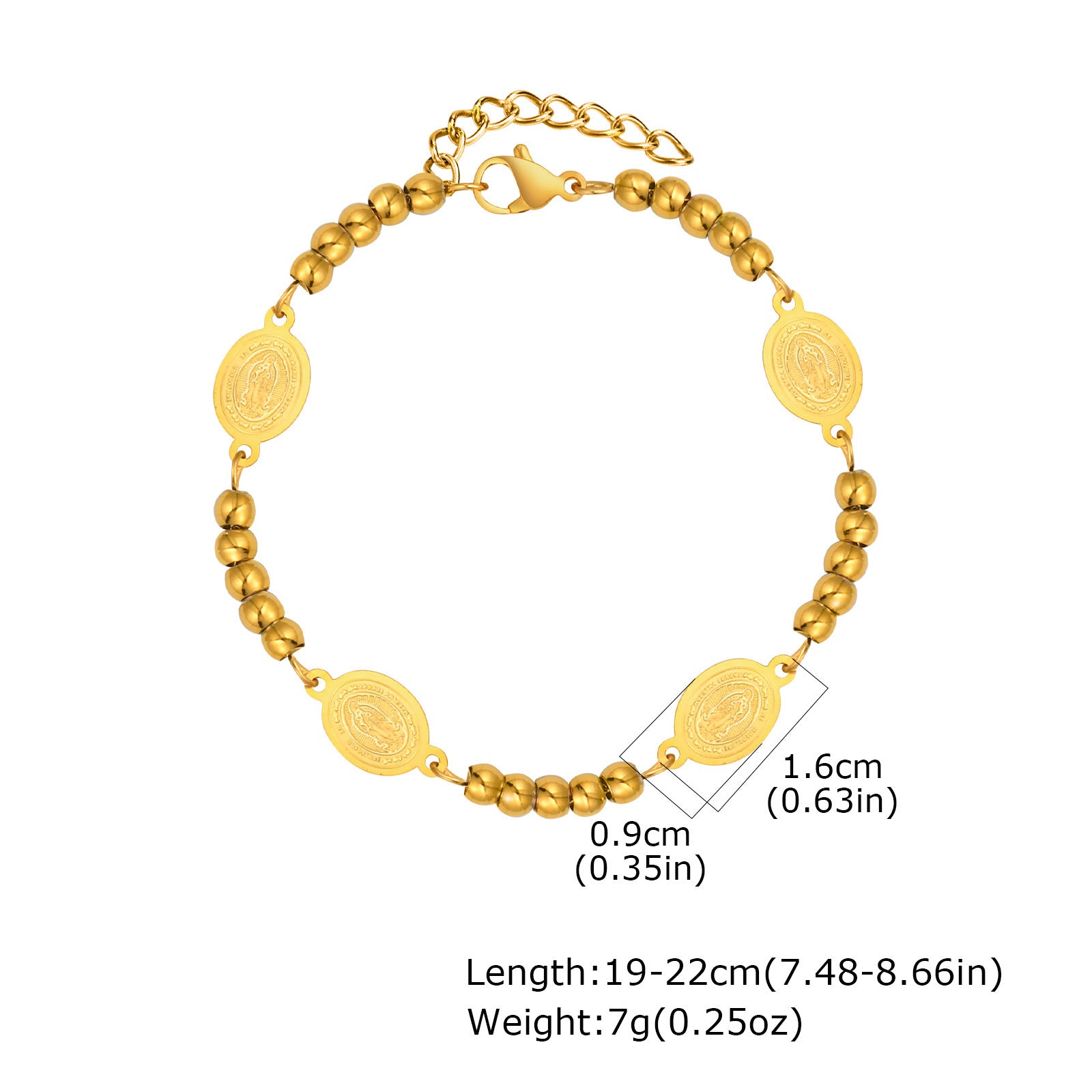 Wholesale Chic Gold Tone Stainless Steel Round Bead Bracelet For Women Everyday Fashion Accessory