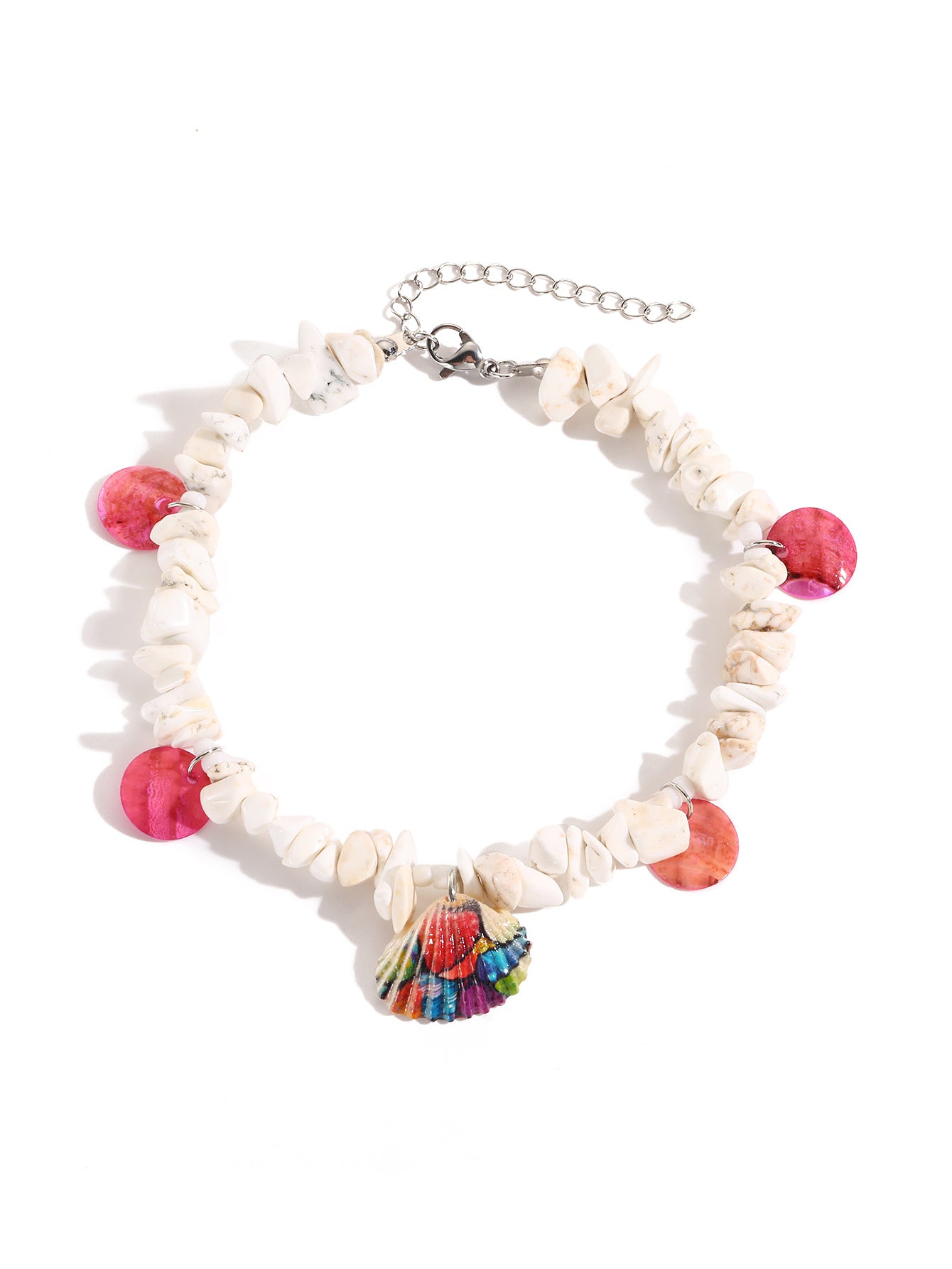 Wholesale Seaside Holiday Shell Natural Stone Painted Scallop Anklet