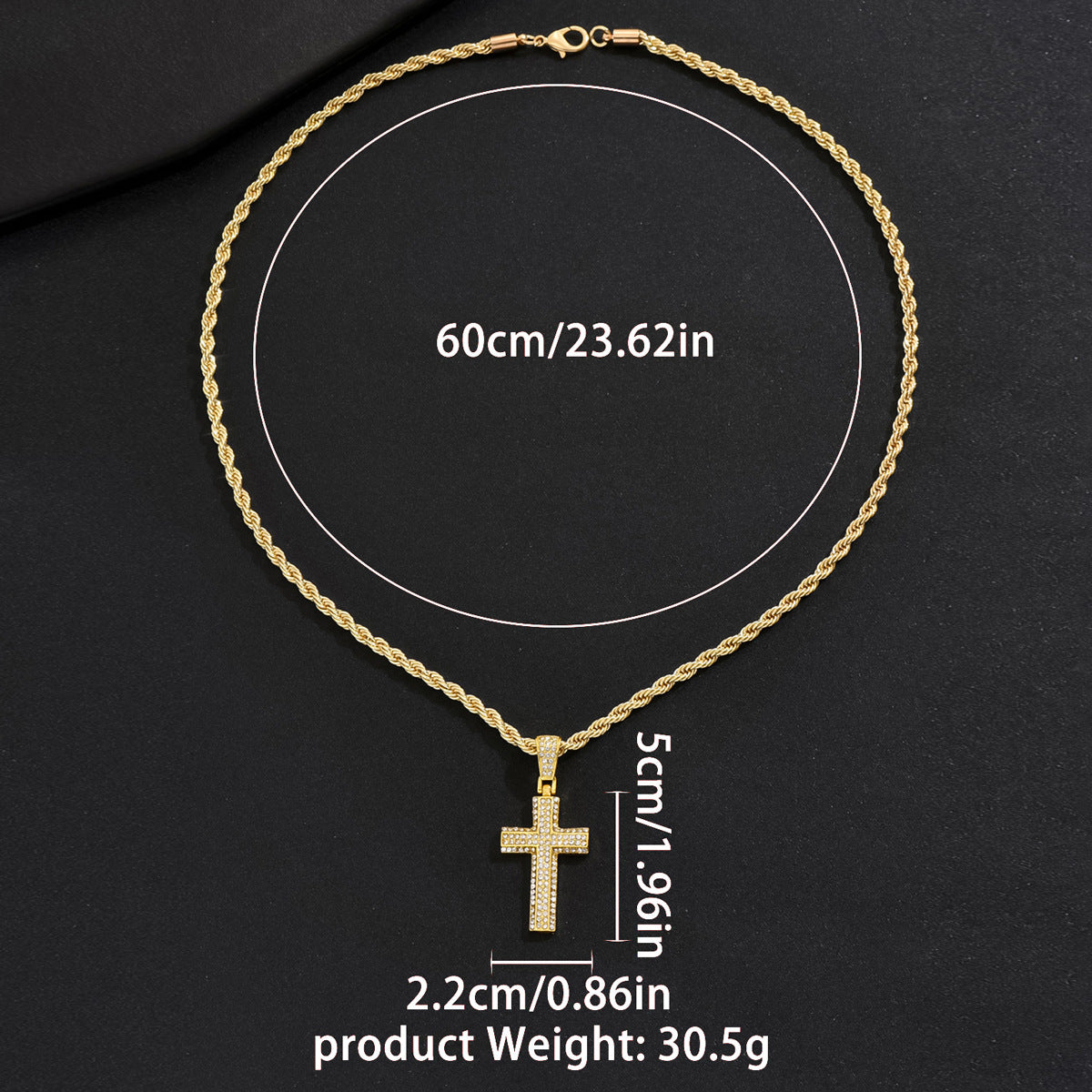 Wholesale  Hip Hop Cross Necklace Diamond Embedded Cuban Chain