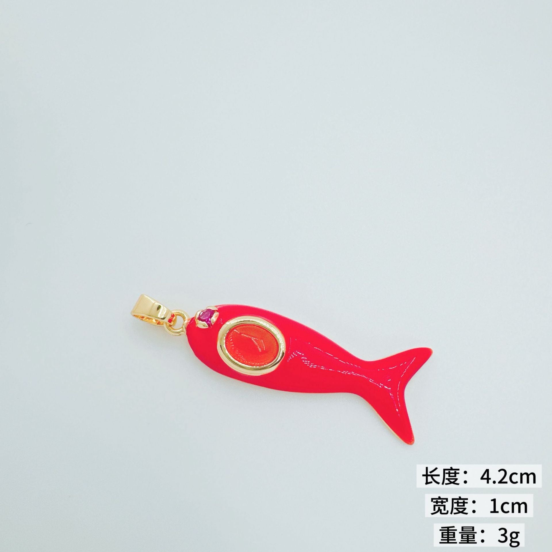 Wholesale Swimming Fish Pendant Necklace with Gemstone Inlay Copper Fashion Jewelry Accessory
