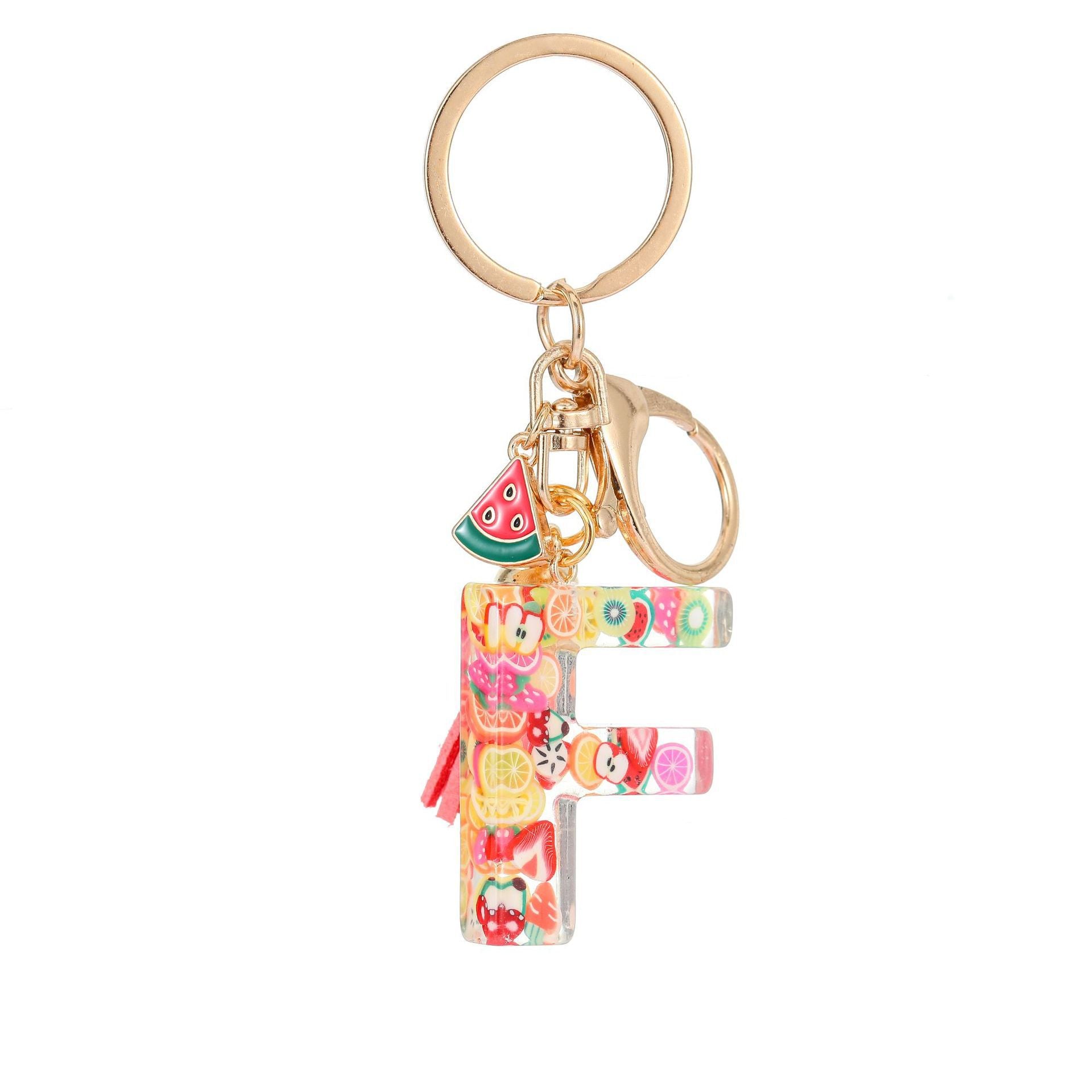 Wholesale Fruit resin letter keychain