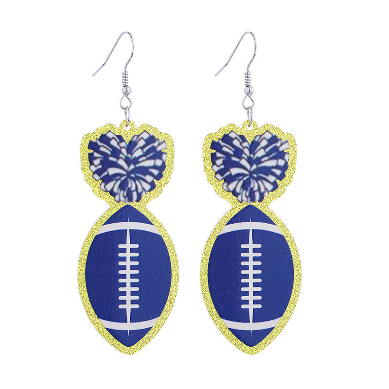 Wholesale acrylic printed super bowl featured football series creative letter earrings
