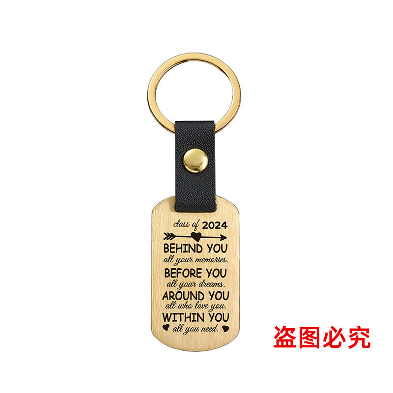 Wholesale Graduation Season Metal Leather Keychains ACC-KC-GangGu028