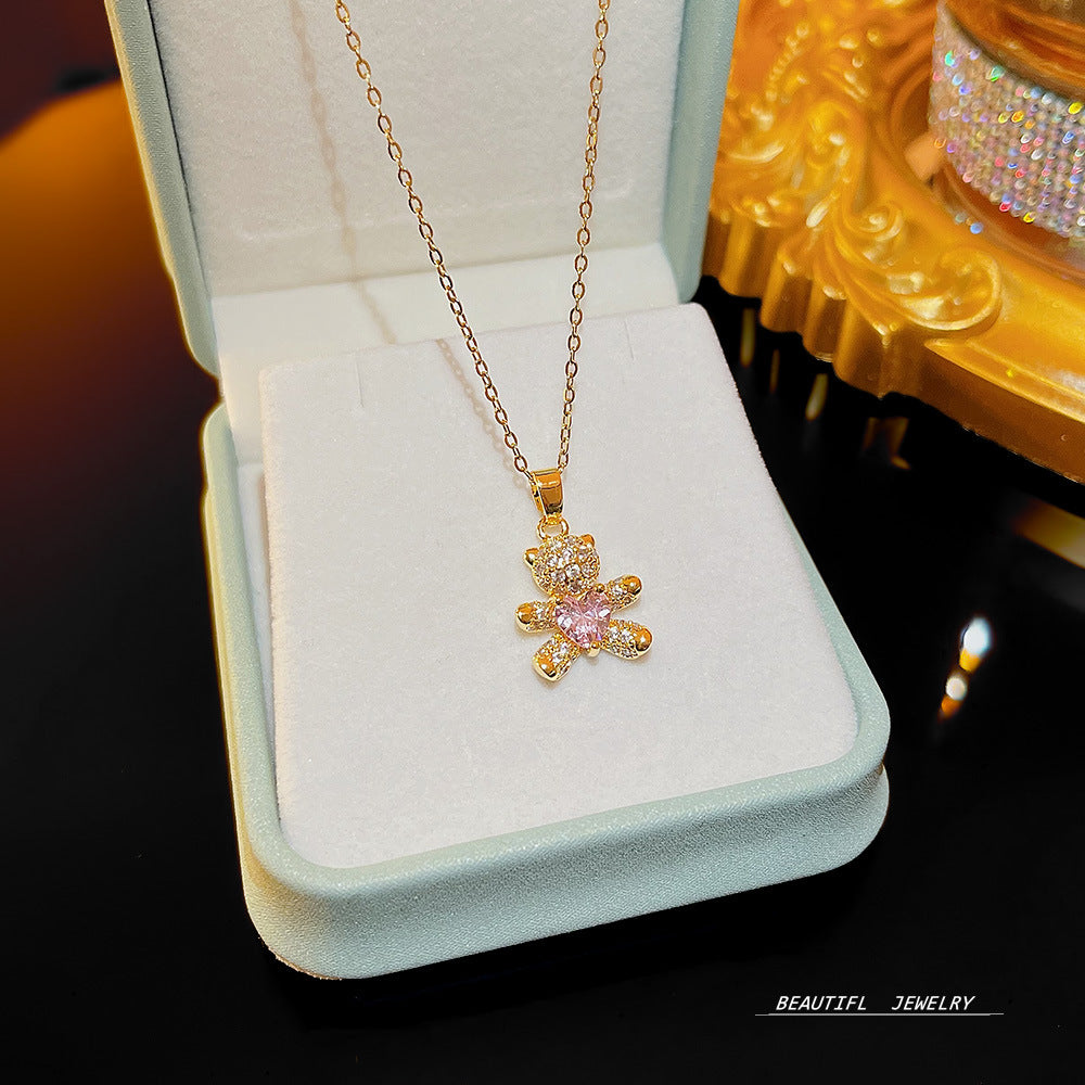 Wholesale Micropaved Zirconia Clavicle Chain Titanium Steel Necklaces Choker Necklace ACC-NE-Xiyue005