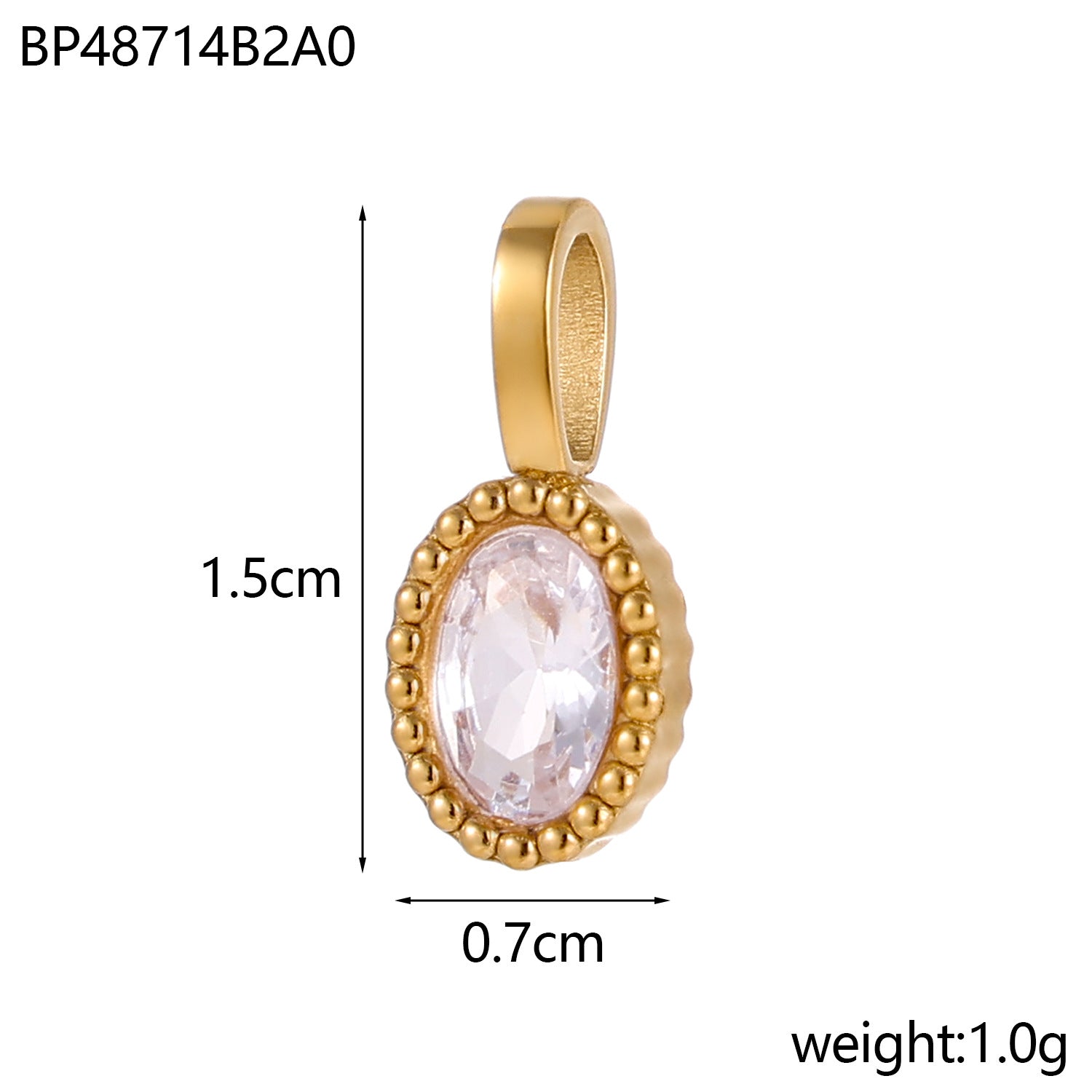 Wholesale Colored Zircon Round DIY Stainless Steel Pendant