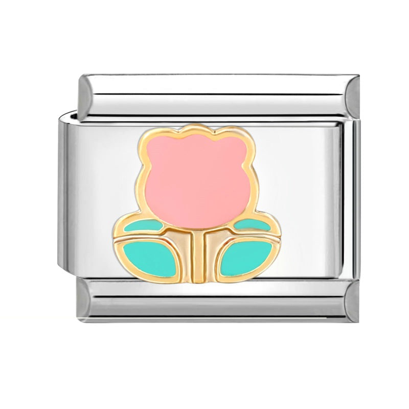 Wholesale Italian module handmade module creative DIY pink Charms