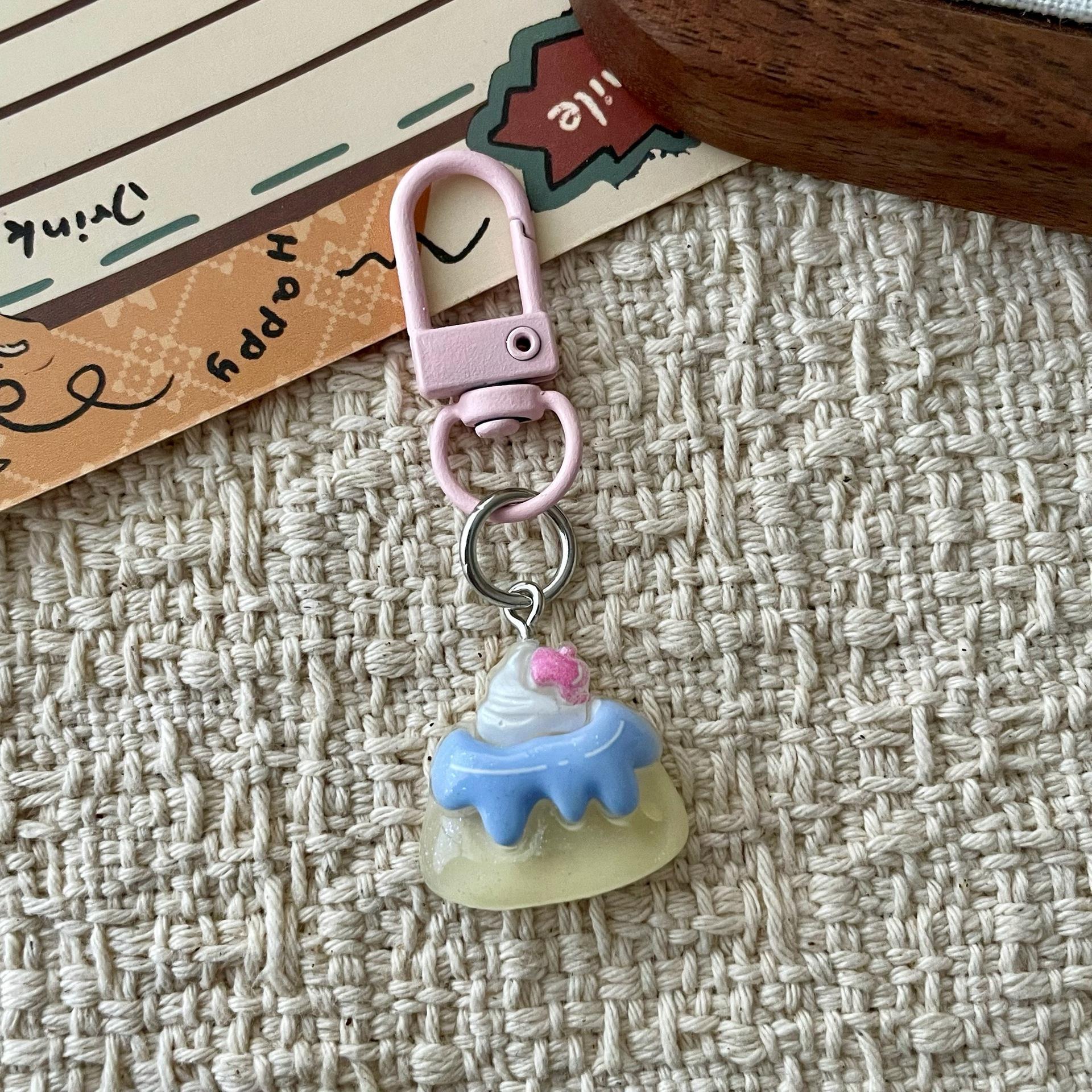 Wholesale Transparent Cake Dessert Keychain Resin Bag Charm for Fashion Boutique Resale
