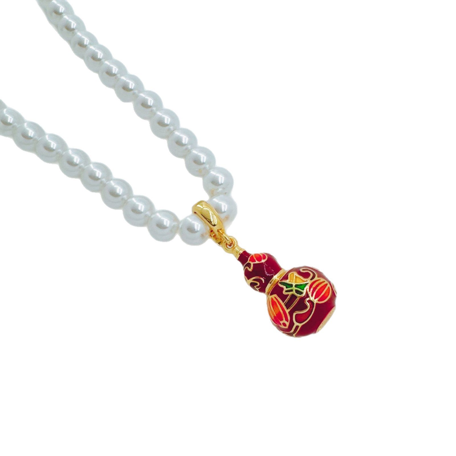 Wholesale Small Horse Gourd Pendant Necklace Copper Gold-Plated Trendy Jewelry Gift