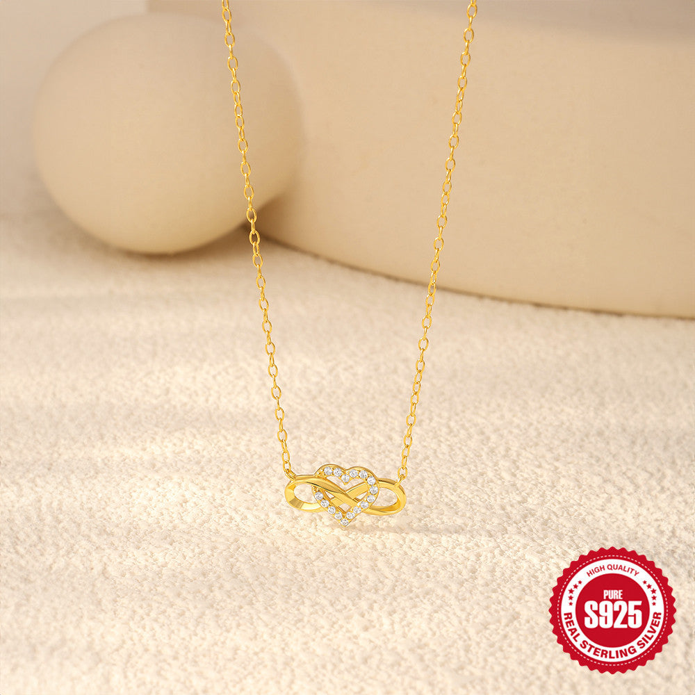 Wholesale S925 Sterling Silver Love Micro 8-character Pendant Clavicle Chain All-match Necklace