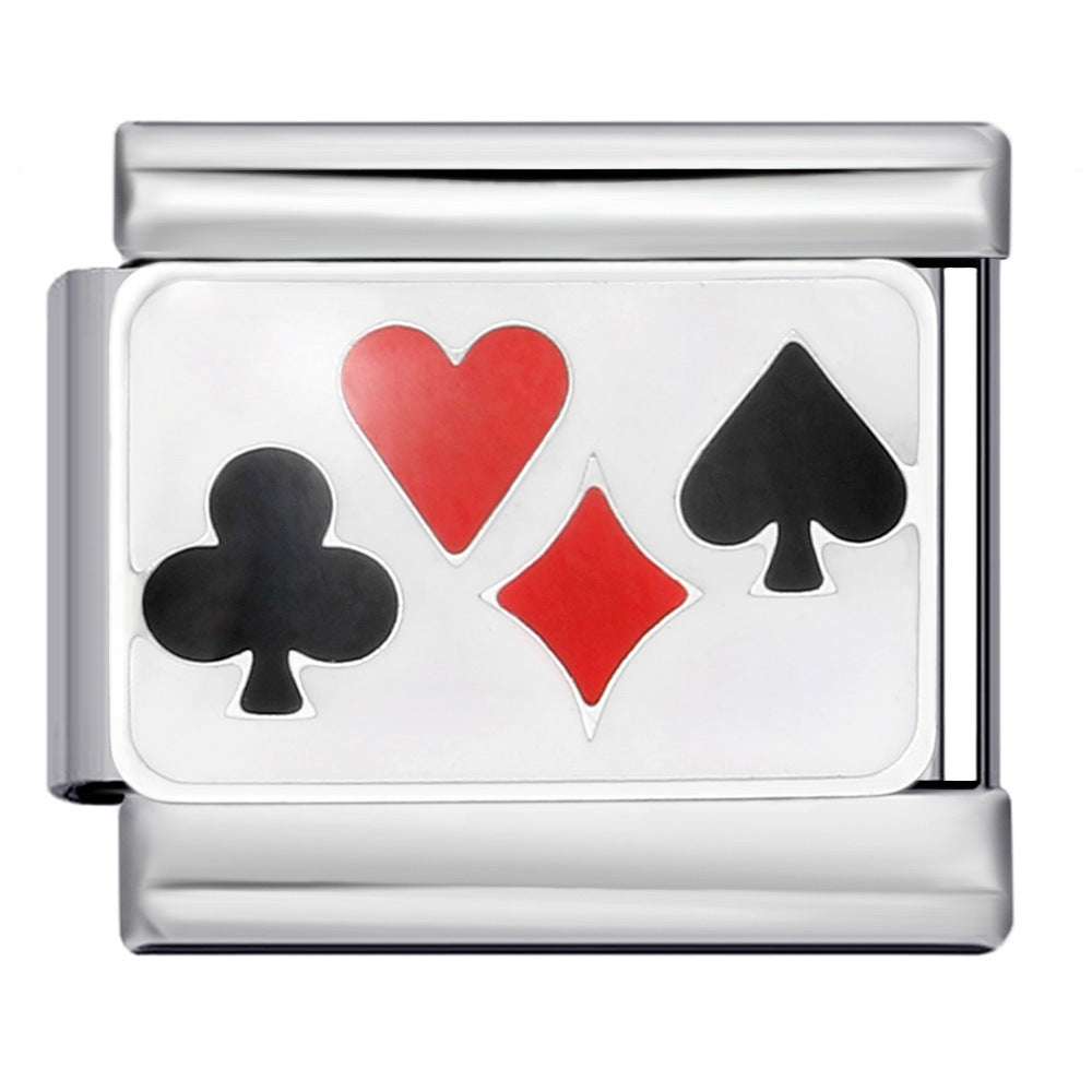 Wholesale Trendy Playing Card Pendant Stainless Steel Bracelet Fashion Accessory For Boutique Resale
