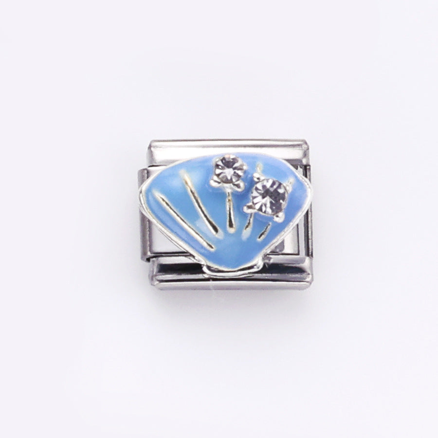 Wholesale 10pcs Italian Charm Bracelet 9mm DIY Splicing Heart Shell Stainless Steel Composable Bracelet