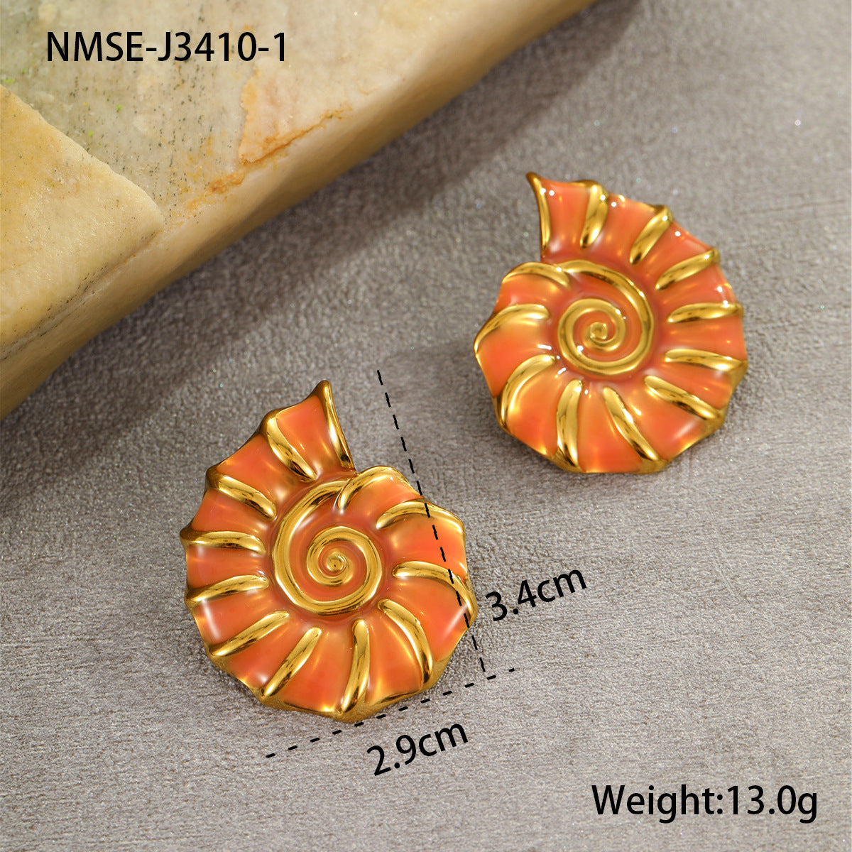 Wholesale Ocean Style Conch Color Oil Drop Stainless Steel Rings