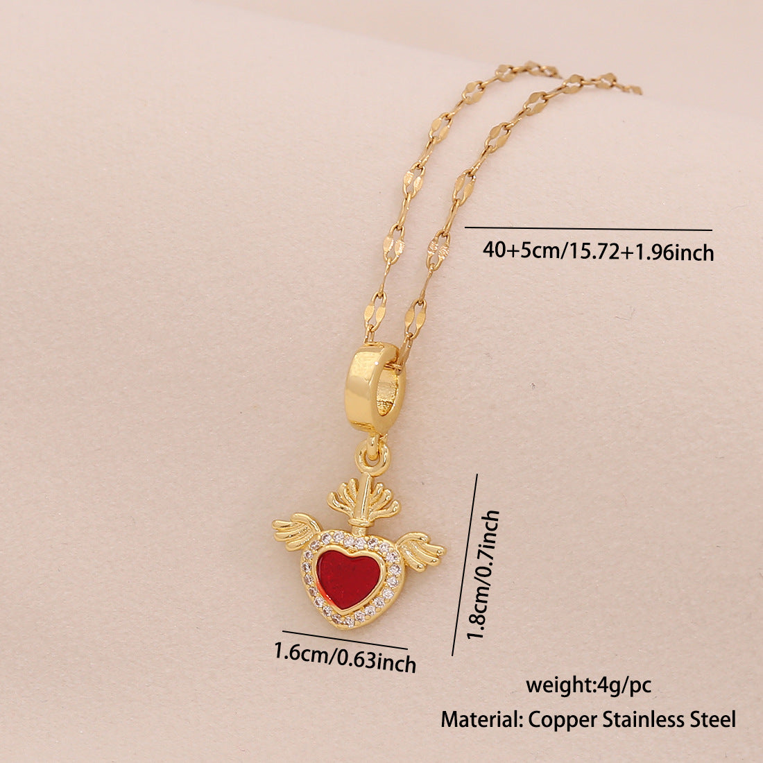 Wholesale Four-leaf Clover Pendant Color-Retaining DIY Heart  Necklace