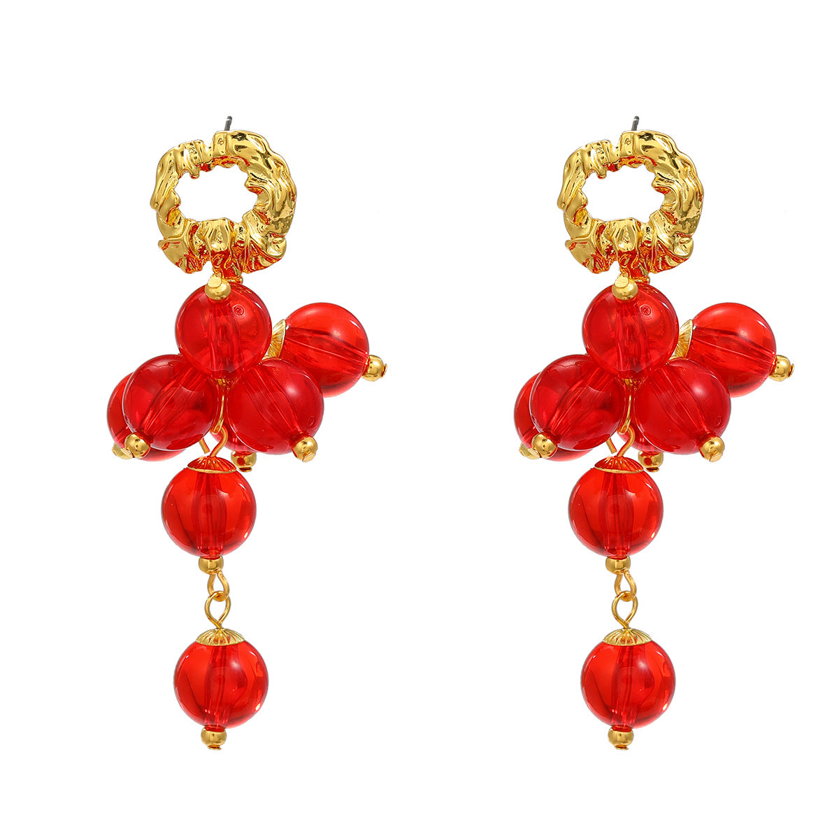 Wholesale multi-layered spherical resin braided floral alloy earrings ACC-ES-JL018