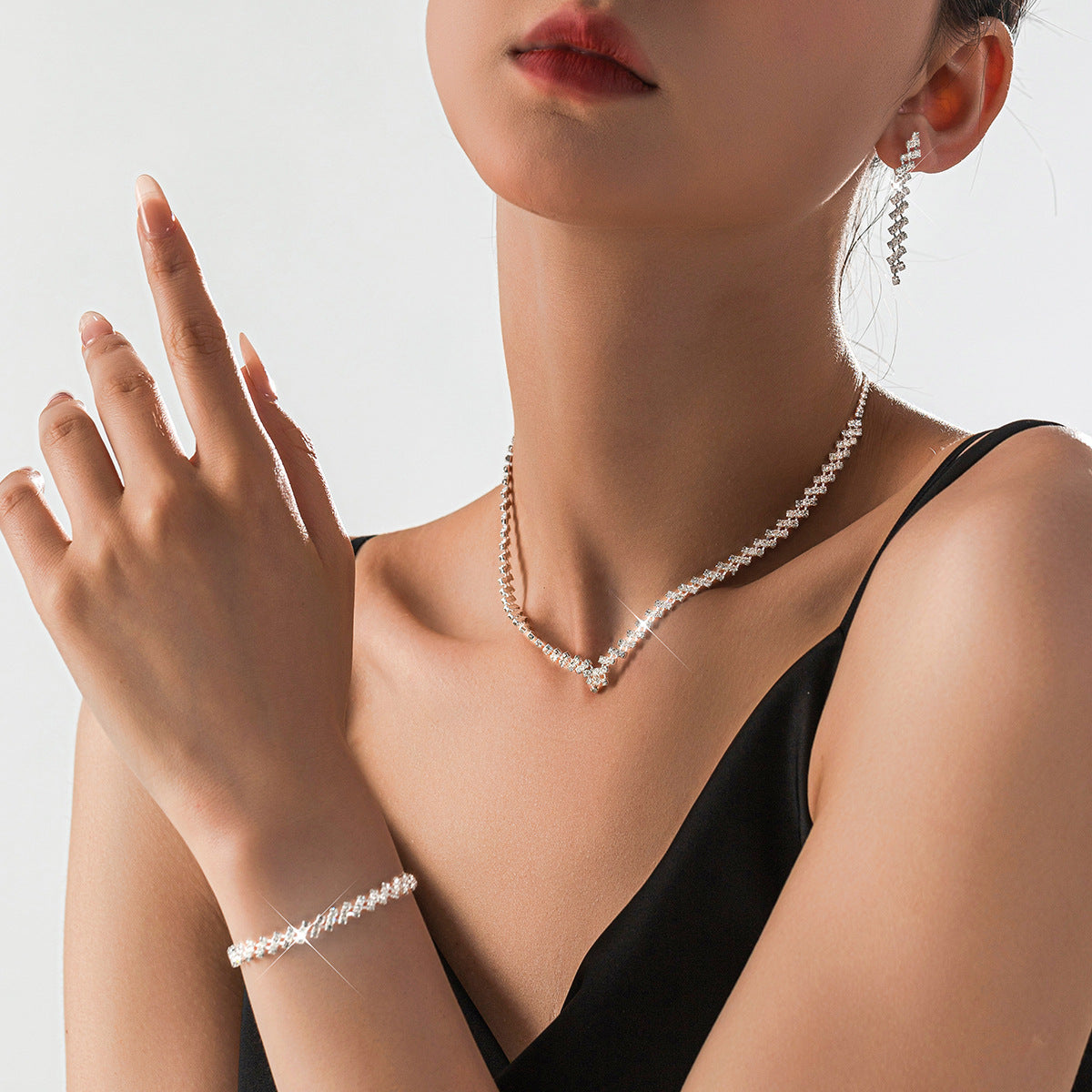 Wholesale four-piece necklace bracelet earrings wedding jewelry suit