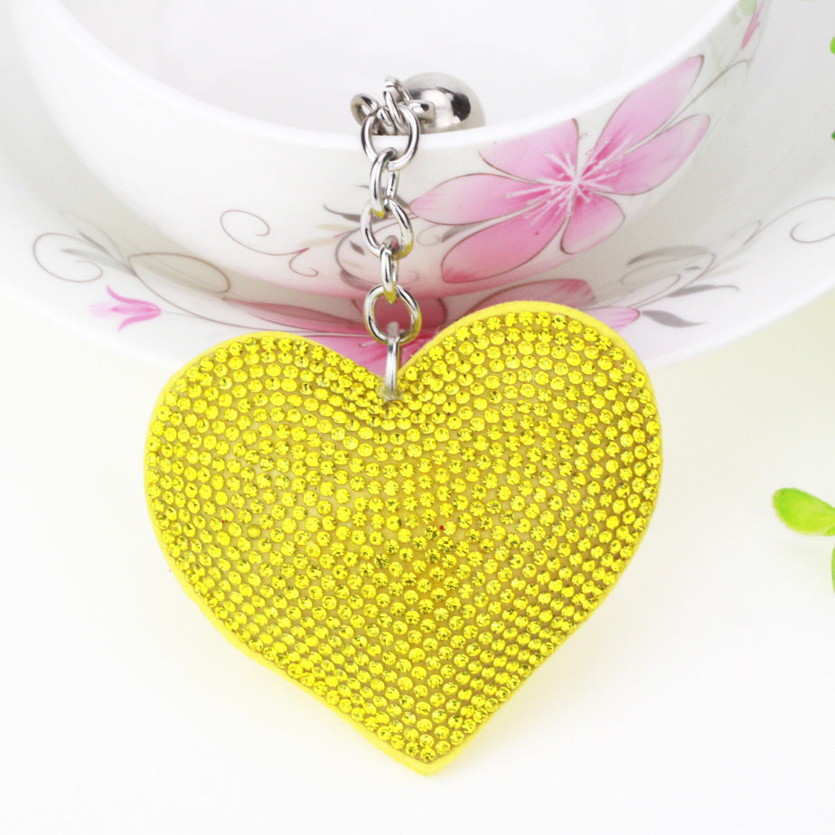 Wholesale 12pcs Heart Shape Hot Diamond Leather Keychain ACC-KC-DC001