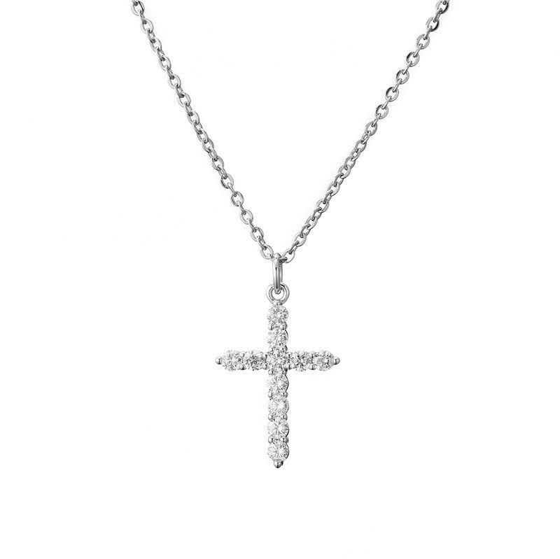 Wholesale  zircon cross pendant Cuban chain Necklaces