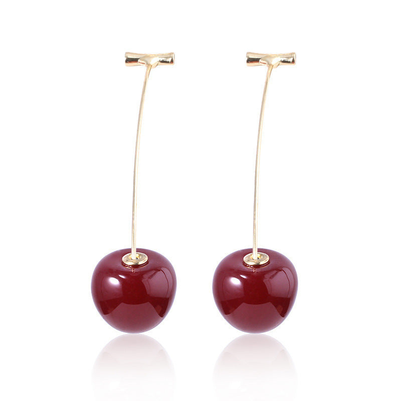 Wholesale  long cherries earrings creative  cute cherry earrings