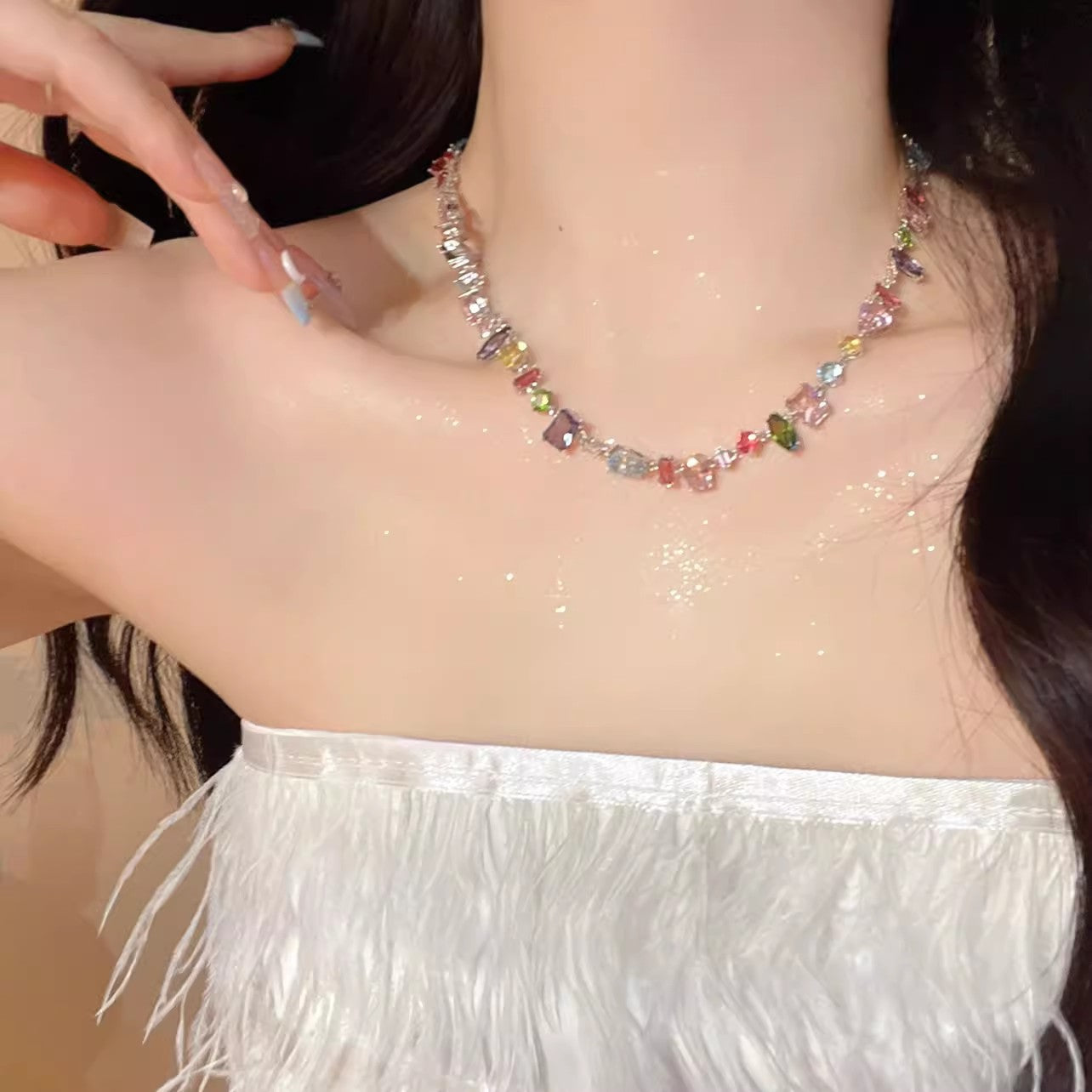 Wholesale Colorful Crystal Candy Zircon Bracelet Alloy Beaded Jewelry Accessory for Gift
