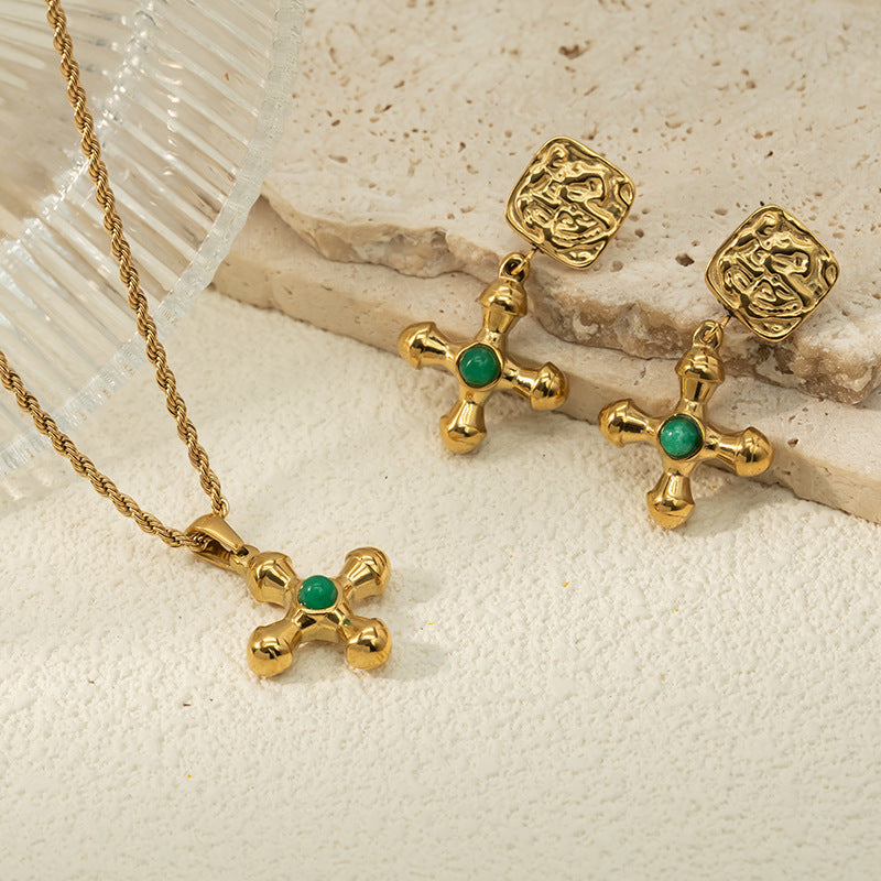 Wholesale Stainless Steel Electroplated 18K Gold Earrings Necklaces ACC-NE-YuHui007