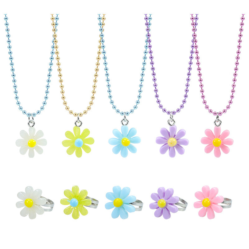 Wholesale multi-color Daisy flower necklace ring