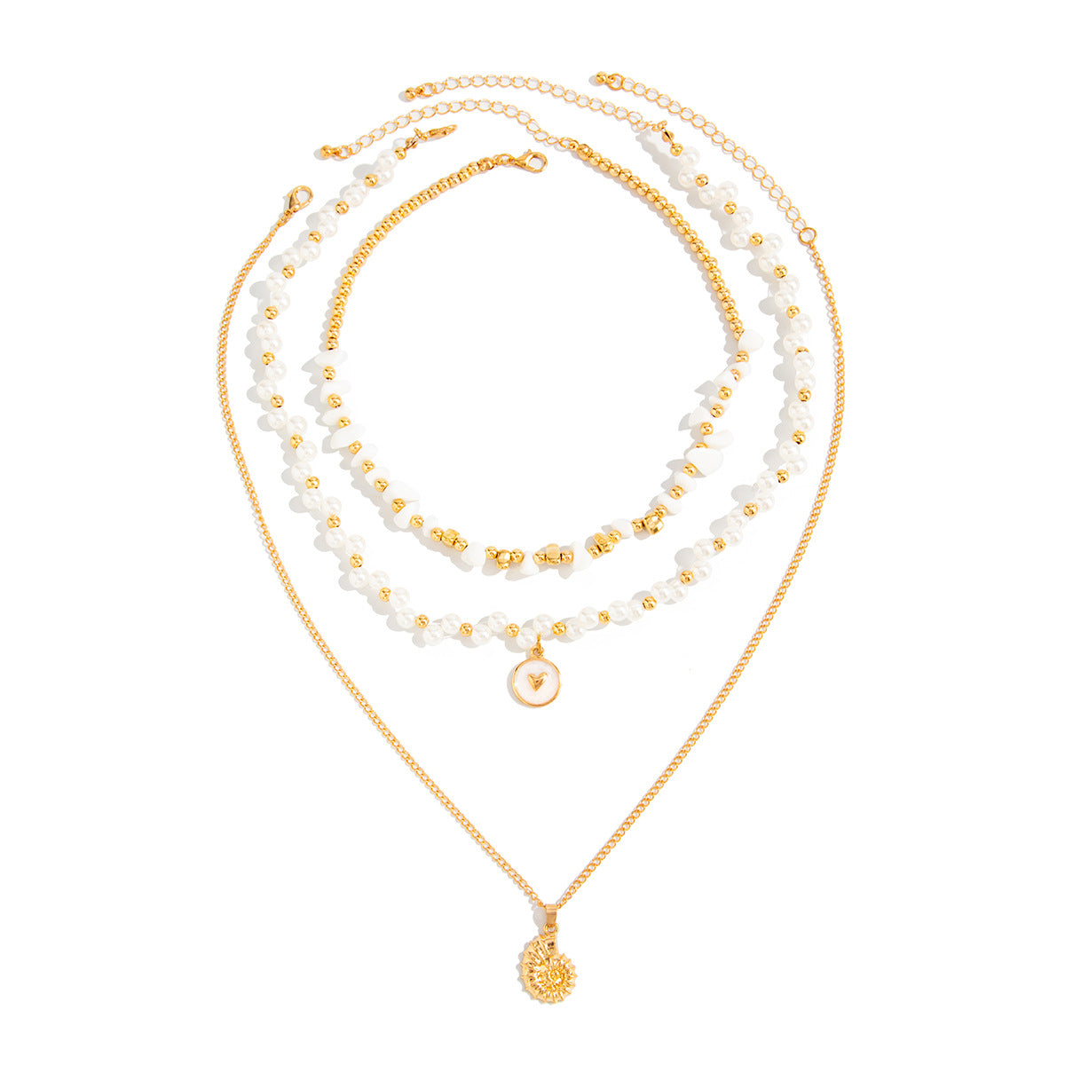 Wholesale Ocean Style Fish Tail Imitation Pearl Pendant Necklace,  Alloy Electroplating,  Multi-Layer,  Fashion Jewelry Accessory for Resale