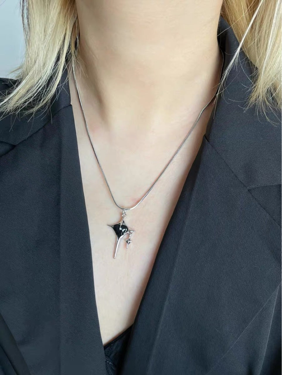Wholesale Titanium Steel cross star love snake bone necklace